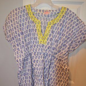 Stella & Dot Swim Coverup White/Blue/Yellow